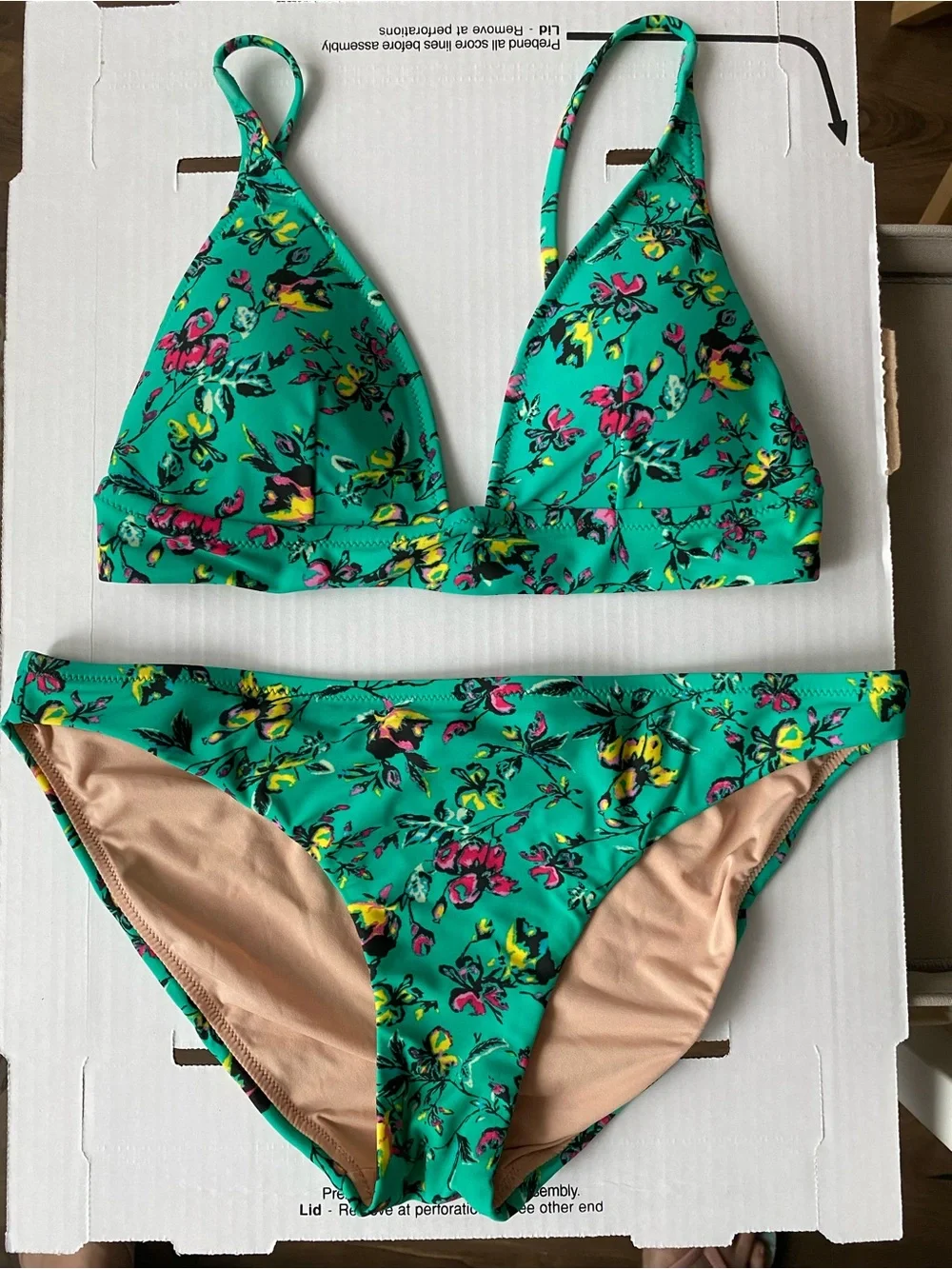 J. Crew Green Floral Bikini Set